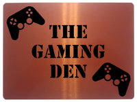 1012 THE GAMING DEN Metal Aluminium Plaque Sign Door Wall Room House Pub Bar