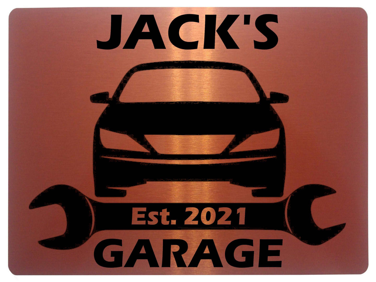1066 Custom Personalised Name's GARAGE Car Metal Aluminium Sign Plaque Door Wall