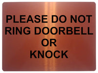 1254 PLEASE DO NOT RING DOORBELL OR KNOCK Metal Aluminium Plaque Sign Door Gate House Office