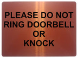 1254 PLEASE DO NOT RING DOORBELL OR KNOCK Metal Aluminium Plaque Sign Door Gate House Office