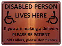 1245 DISABLED PERSON LIVES HERE Metal Aluminium Plaque Sign For Door Gate House