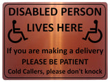 1245 DISABLED PERSON LIVES HERE Metal Aluminium Plaque Sign For Door Gate House