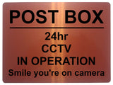 1187 POST BOX 24hr CCTV IN OPERATION Metal Aluminium Plaque Sign Door Gate House Office