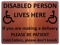 1244 DISABLED PERSON LIVES HERE Metal Aluminium Plaque Sign For Door Gate House