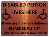 1244 DISABLED PERSON LIVES HERE Metal Aluminium Plaque Sign For Door Gate House