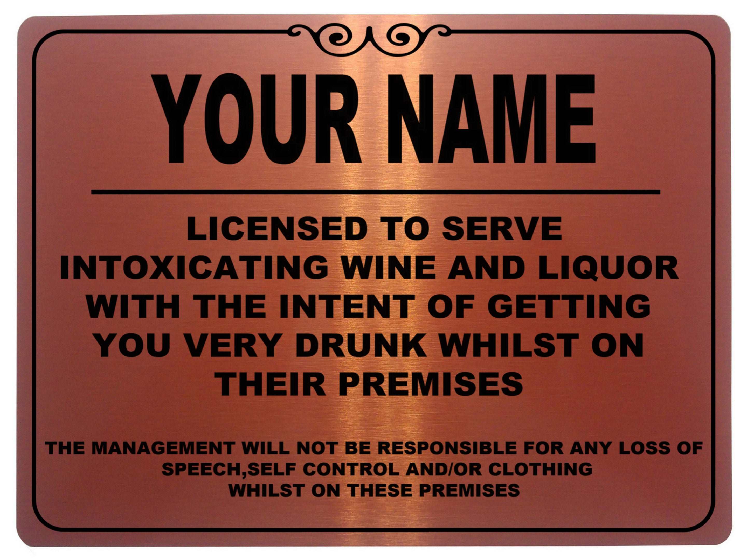 107 Personalised Name Licensed Funny Metal Aluminium Sign Plaque Door Wall Pub Bar