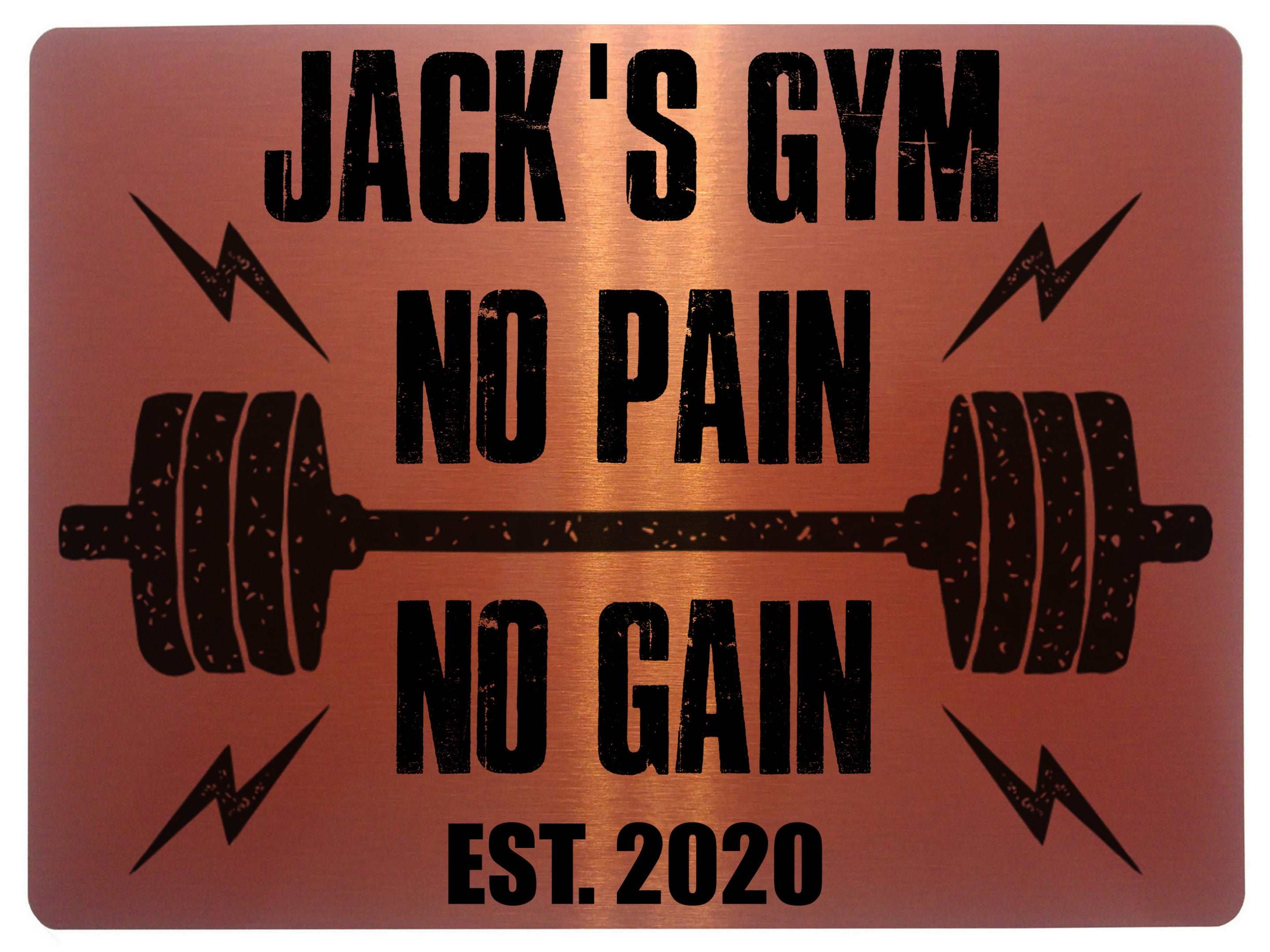 042 Custom Personalised Gym No Pain No Gain Metal Aluminium Sign Plaque Fitness Door