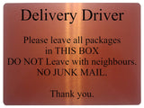 1042 Delivery Driver Packages Parcels Metal Aluminium Plaque Sign Door House Office