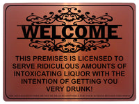 1119 WELCOME Funny Licensed Liquor Metal Aluminium Sign Plaque Door Wall Pub Bar