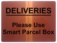 1238 DELIVERIES Please Use Smart Parcel Box Metal Aluminium Plaque Sign House Office