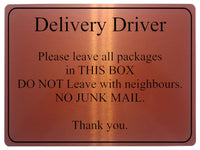 1043 Delivery Driver Packages Parcels Metal Aluminium Plaque Sign Door House Office