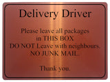 1043 Delivery Driver Packages Parcels Metal Aluminium Plaque Sign Door House Office