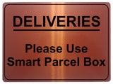 1239 DELIVERIES Please Use Smart Parcel Box Metal Aluminium Plaque Sign House Office