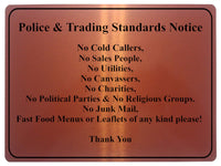 1243 Notice No Cold Callers Metal Aluminium Plaque Sign Door Gate House Office