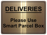 1239 DELIVERIES Please Use Smart Parcel Box Metal Aluminium Plaque Sign House Office