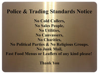 1242 Notice No Cold Callers Metal Aluminium Plaque Sign Door Gate House Office