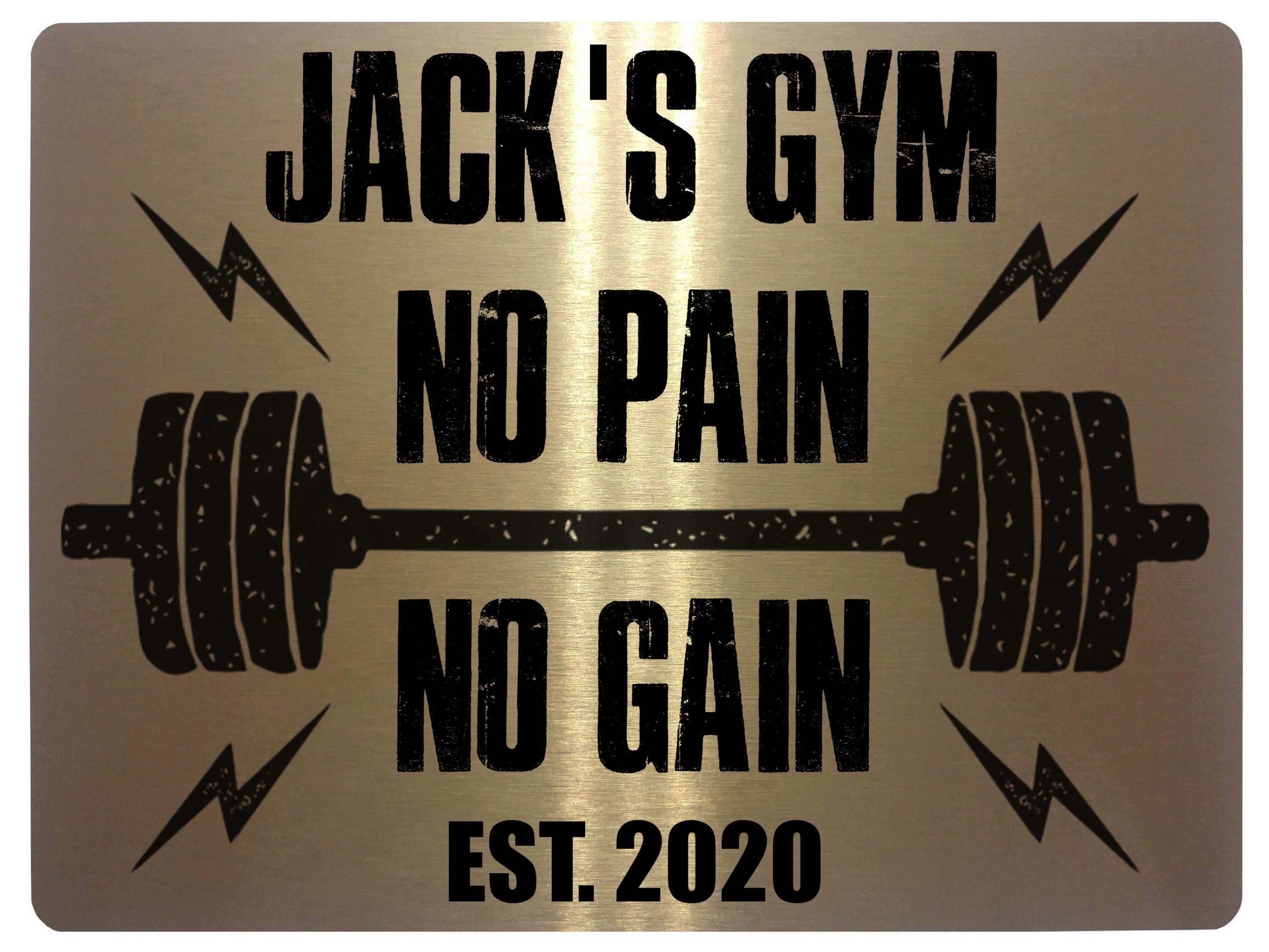 042 Custom Personalised Gym No Pain No Gain Metal Aluminium Sign Plaque Fitness Door