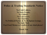 1243 Notice No Cold Callers Metal Aluminium Plaque Sign Door Gate House Office