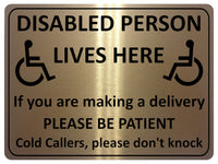 1245 DISABLED PERSON LIVES HERE Metal Aluminium Plaque Sign For Door Gate House