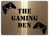 1012 THE GAMING DEN Metal Aluminium Plaque Sign Door Wall Room House Pub Bar