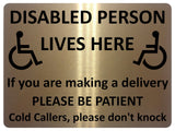 1244 DISABLED PERSON LIVES HERE Metal Aluminium Plaque Sign For Door Gate House