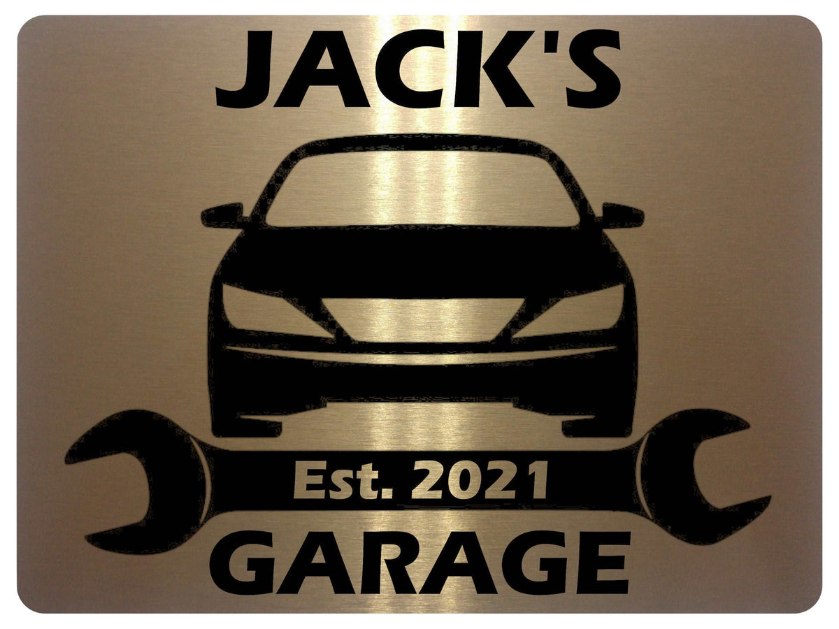 1066 Custom Personalised Name's GARAGE Car Metal Aluminium Sign Plaque Door Wall