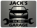 1066 Custom Personalised Name's GARAGE Car Metal Aluminium Sign Plaque Door Wall