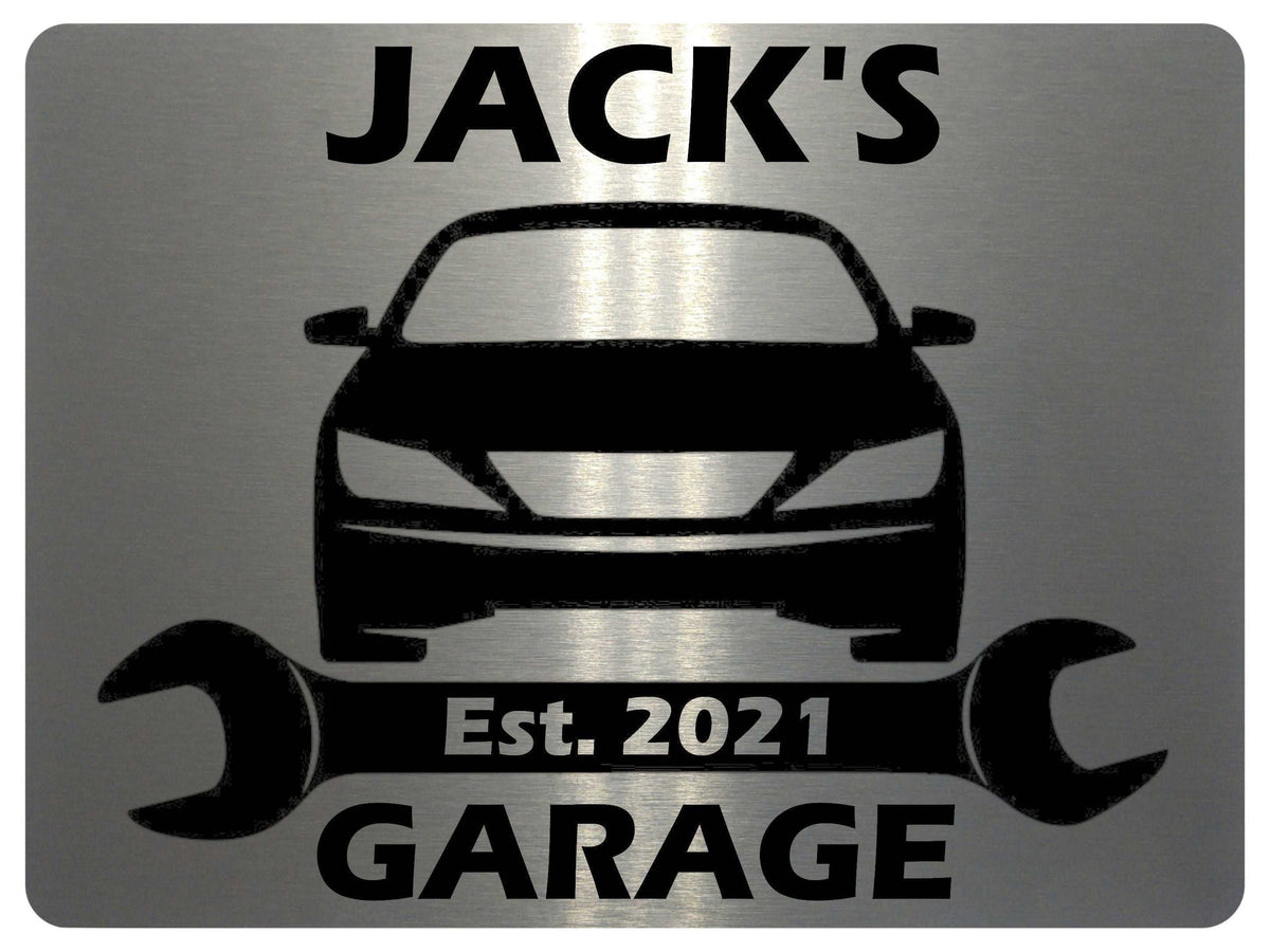 1066 Custom Personalised Name's GARAGE Car Metal Aluminium Sign Plaque Door Wall