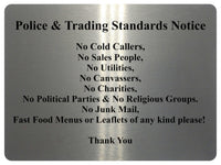 1242 Notice No Cold Callers Metal Aluminium Plaque Sign Door Gate House Office