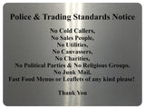 1242 Notice No Cold Callers Metal Aluminium Plaque Sign Door Gate House Office