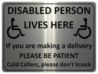 1245 DISABLED PERSON LIVES HERE Metal Aluminium Plaque Sign For Door Gate House