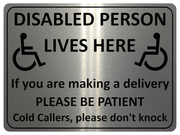 1245 DISABLED PERSON LIVES HERE Metal Aluminium Plaque Sign For Door Gate House