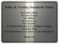 1243 Notice No Cold Callers Metal Aluminium Plaque Sign Door Gate House Office