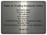 1243 Notice No Cold Callers Metal Aluminium Plaque Sign Door Gate House Office