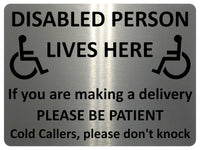 1244 DISABLED PERSON LIVES HERE Metal Aluminium Plaque Sign For Door Gate House