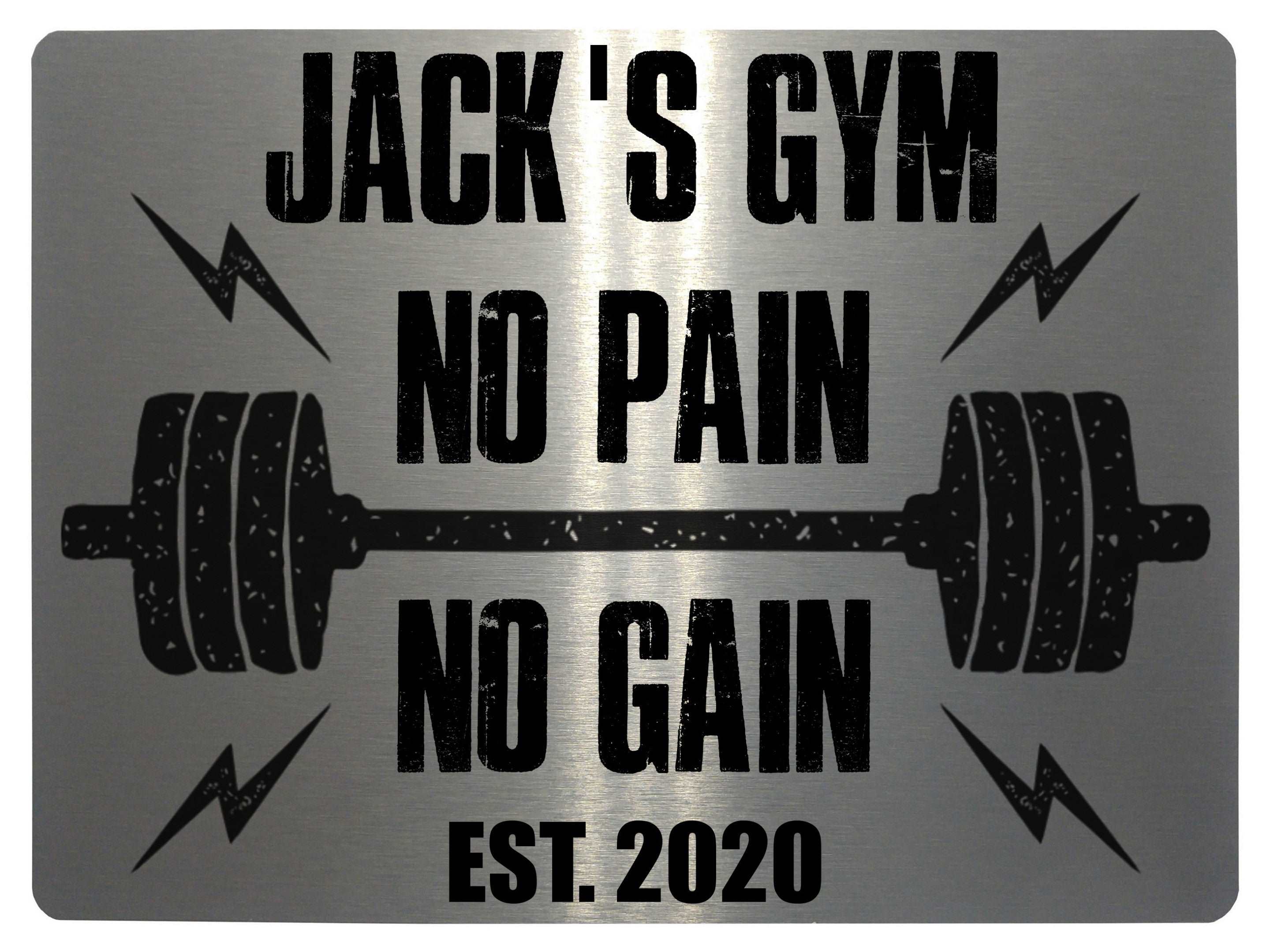 042 Custom Personalised Gym No Pain No Gain Metal Aluminium Sign Plaque Fitness Door