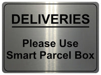 1239 DELIVERIES Please Use Smart Parcel Box Metal Aluminium Plaque Sign House Office