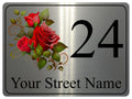 2268 Custom Personalised Address Rose Door Gate Metal Aluminium Sign Plaque