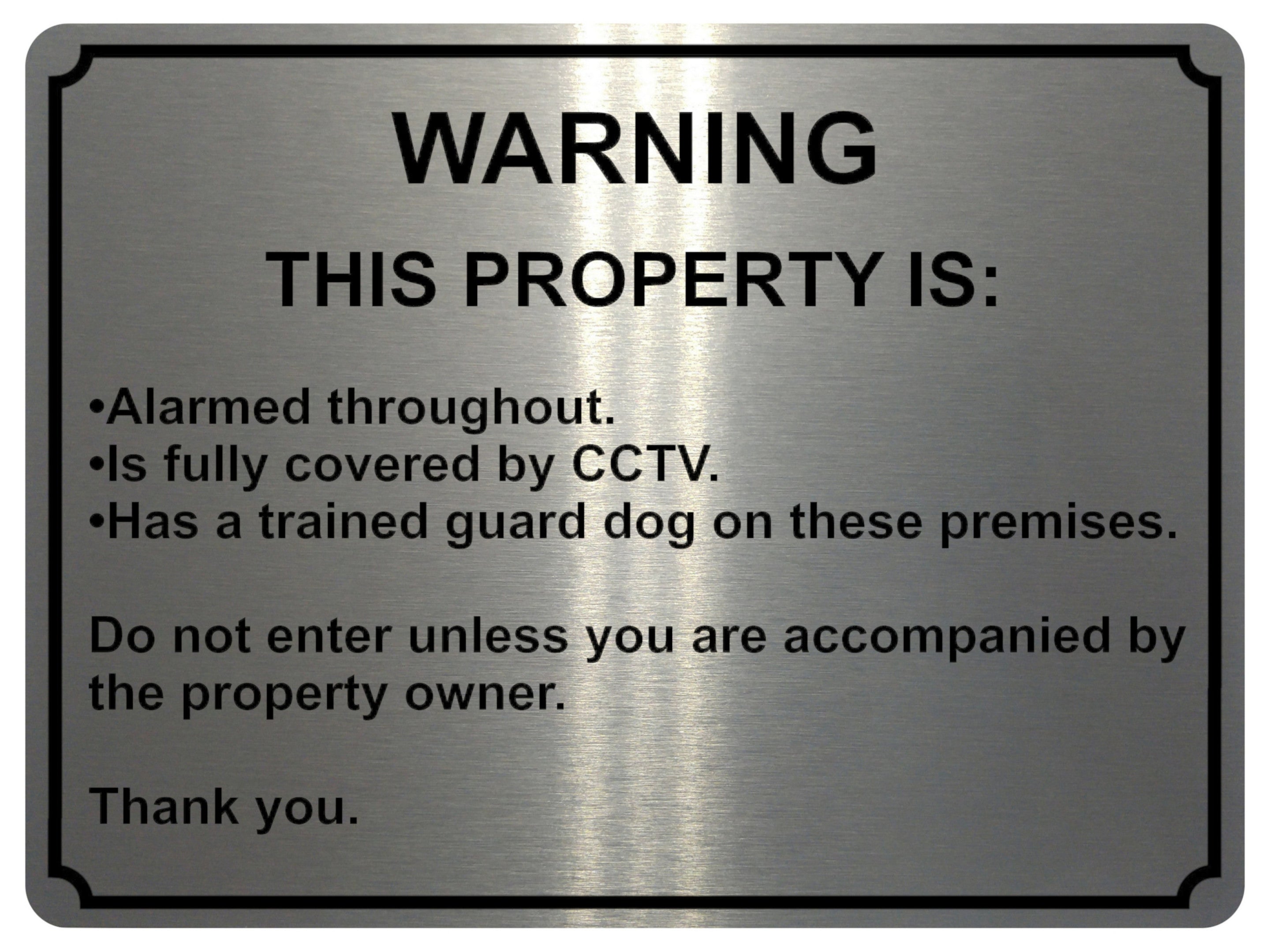 1916 WARNING THIS PROPERTY IS ALARMED CCTV Door Metal Aluminium Plaque Sign
