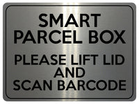 2234 Smart Parcel Box Lift Lid And Scan Barcode Metal Aluminium Plaque Sign