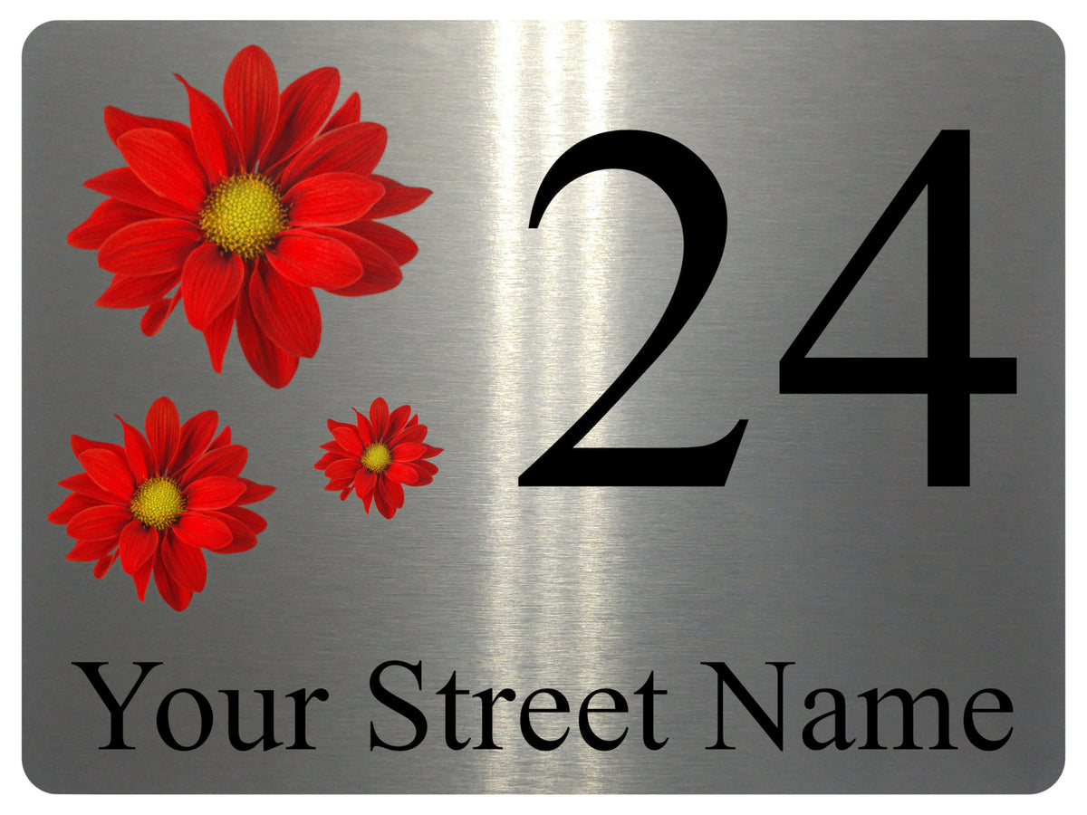 2259 Custom Personalised Address Flowers Door Gate Metal Aluminium Sign Plaque