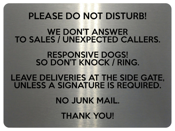 2317 Please do not Disturb NO JUNK MAIL Door Gate Metal Aluminium Plaque Sign