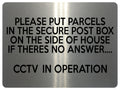 2314 Please put parcels in secure post box CCTV Metal Aluminium Plaque Sign