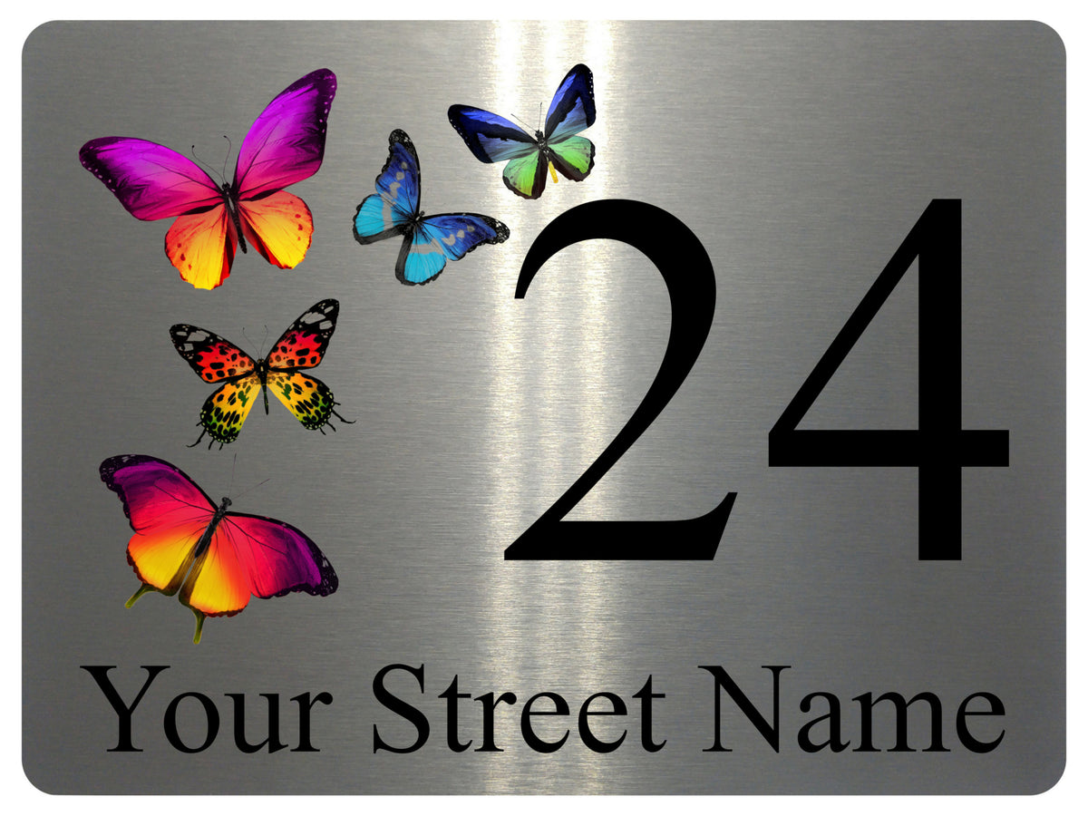 2210 Custom Personalised Address Butterflies Door Metal Aluminium Sign Plaque