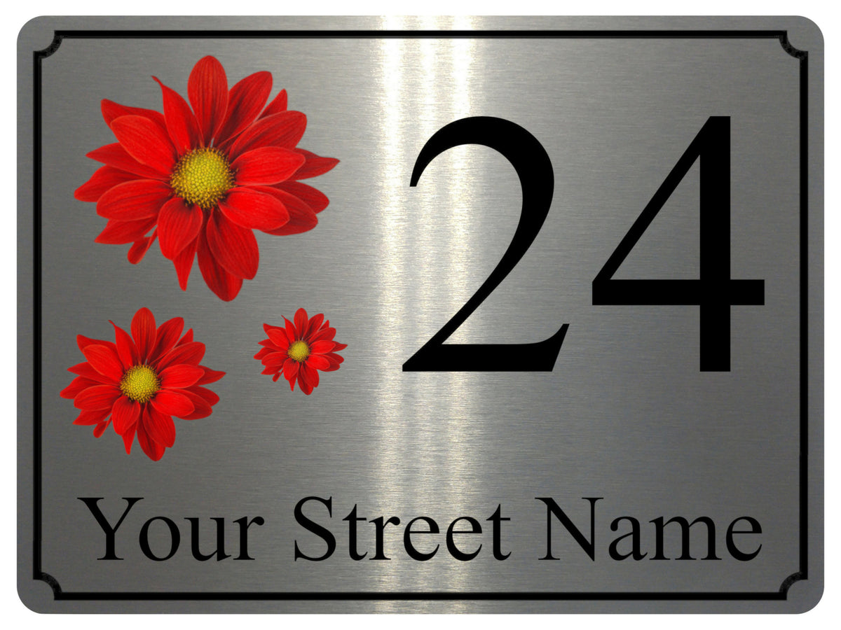 2260 Custom Personalised Address Flowers Door Gate Metal Aluminium Sign Plaque