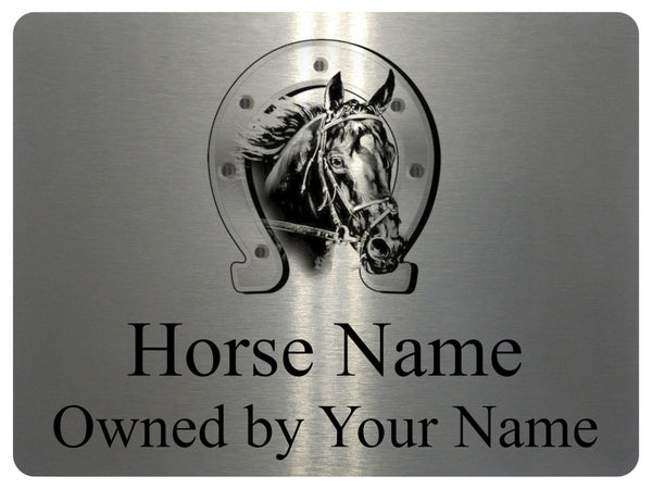 UV065 Custom Personalised Horse Pony Stable Door Metal Aluminium Plaque Sign A4