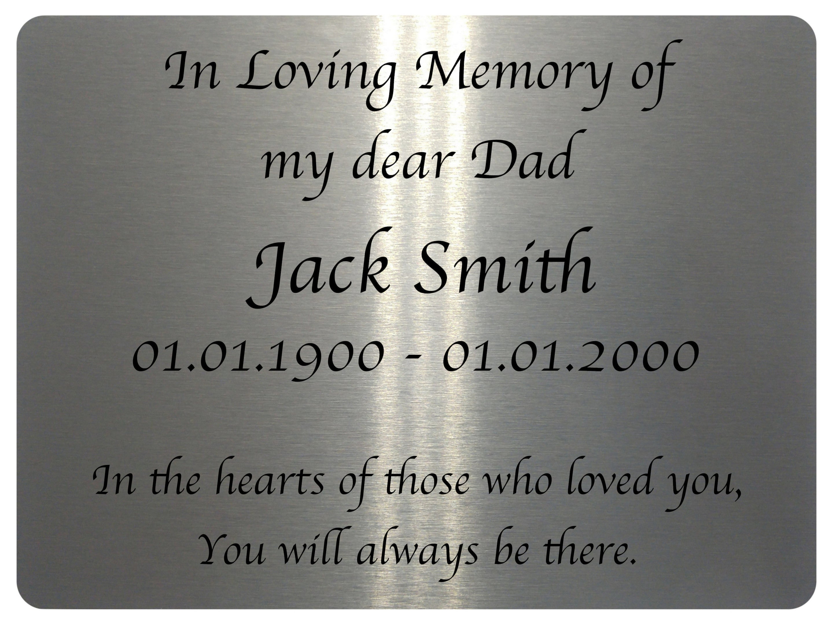 2293 Custom Personalised Memorial Funeral Grave Metal Aluminium Sign Plaque