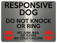 1941 RESPONSIVE DOG DO NOT KNOCK OR RING NO JUNK MAIL Metal Aluminium Plaque Sign