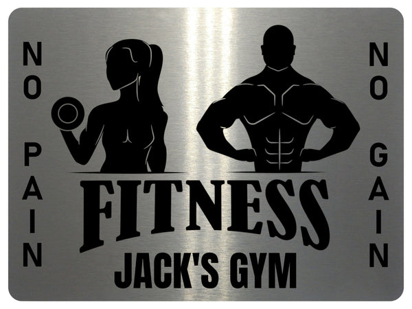 UV075 Custom Personalised Gym Fitness Door Wall Metal Aluminium Plaque Sign A4