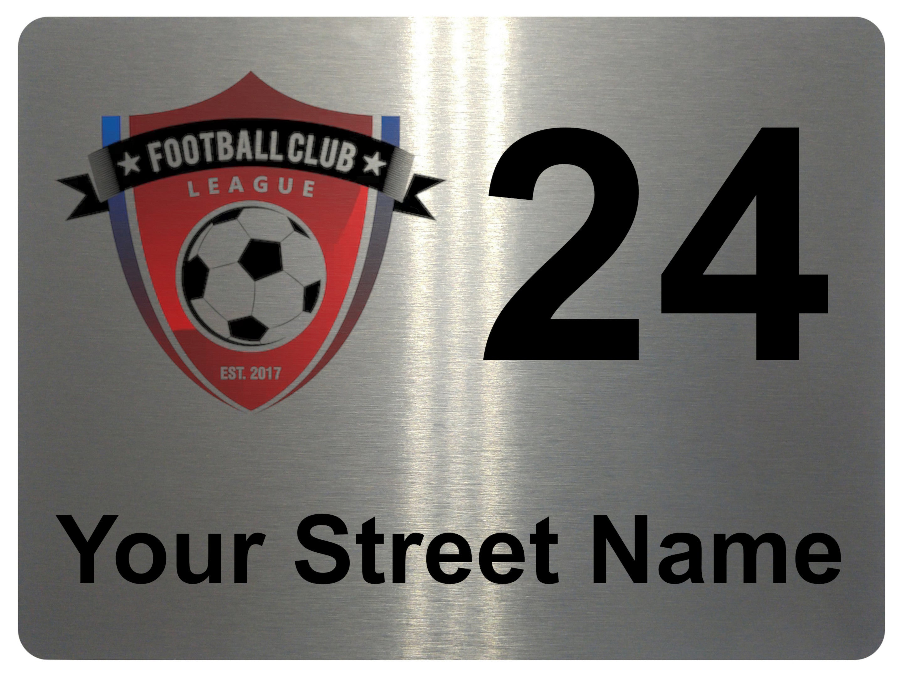 2195 Custom Personalised Address Street Football Metal Aluminium Sign Plaque